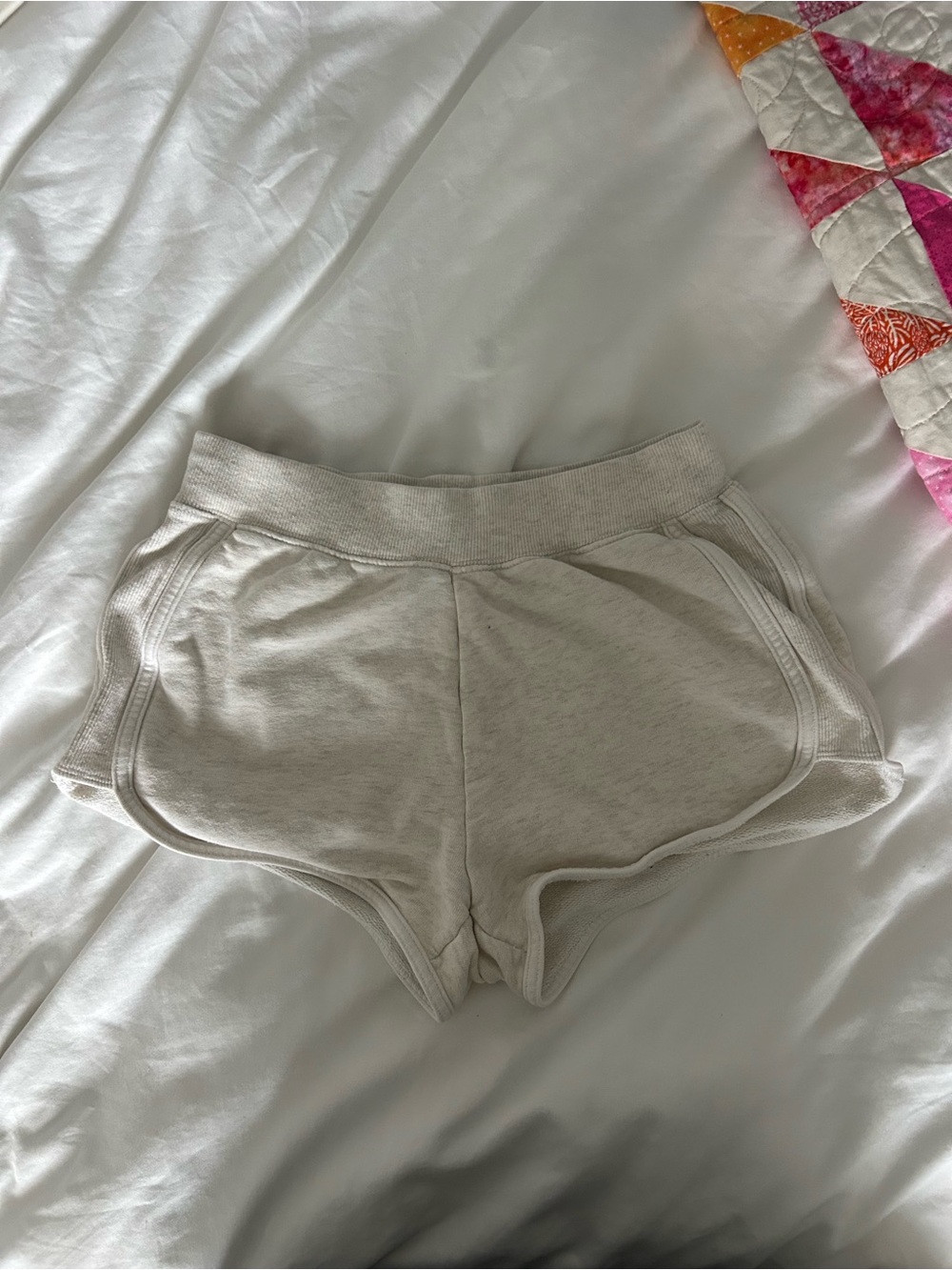 American Eagle Outfitters Cream Cozy High-Waist Lounge Shorts